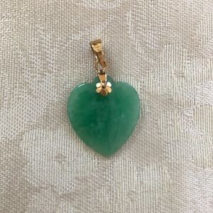 Heart Jade Charm with 18K Hook